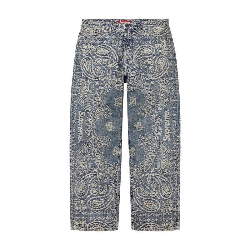 Supreme Bandana Jacquard Baggy Jeans Blue