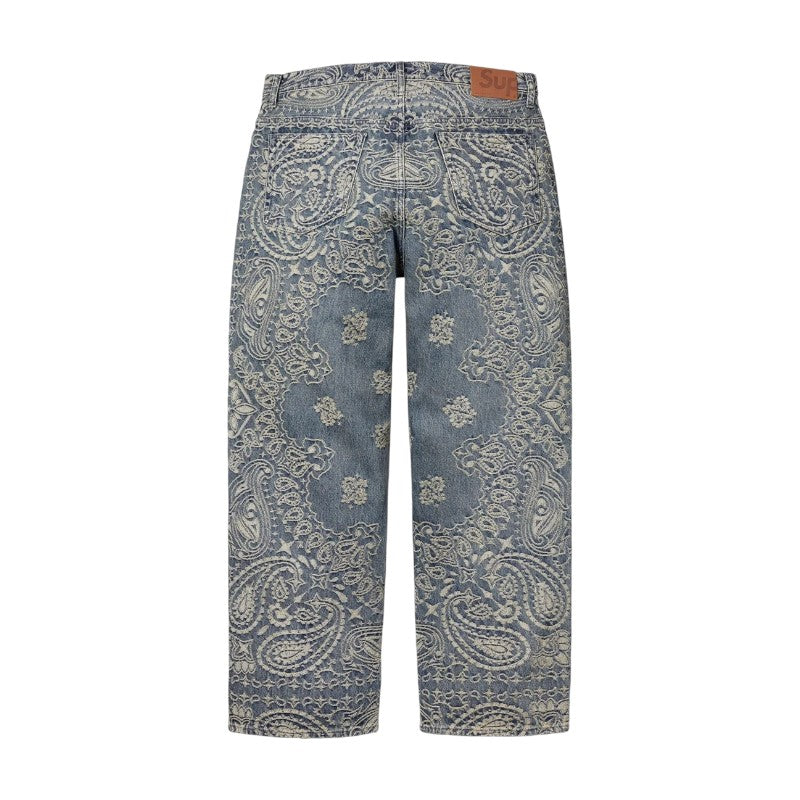 Supreme Bandana Jacquard Baggy Jeans Blue