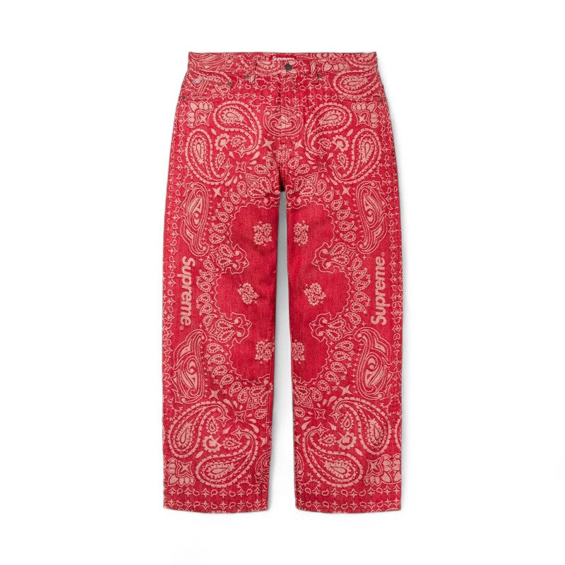 Supreme Bandana Jacquard Baggy Jeans Red
