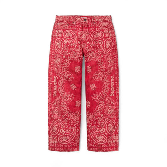 Supreme Bandana Jacquard Baggy Jeans Red