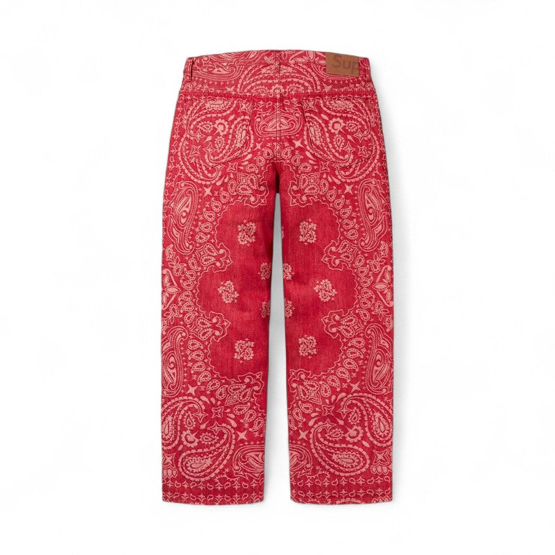 Supreme Bandana Jacquard Baggy Jeans Red