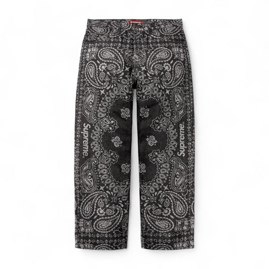 Supreme Bandana Jacquard Baggy Jeans Black