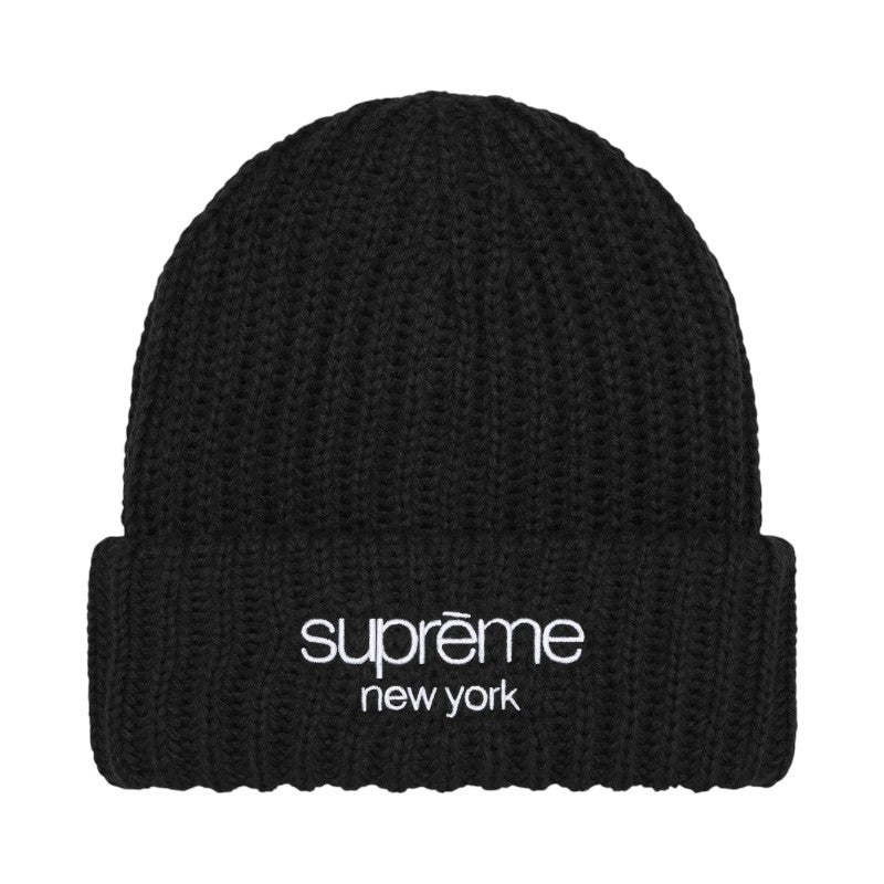 Supreme Classic Logo Chunky Rbbed Beanie Black