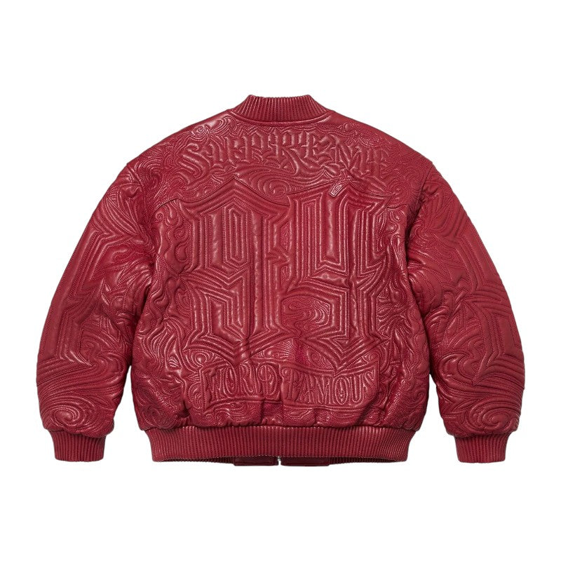 Supreme Mister Cartoon Leather Jacket Red