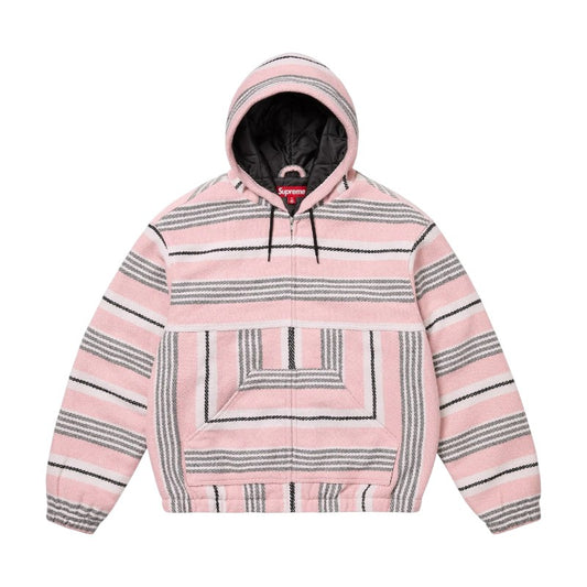 Supreme Woven Stripe Hooded Jacket Pink
