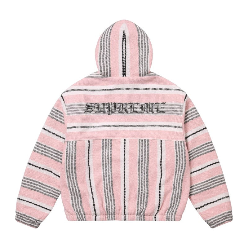 Supreme Woven Stripe Hooded Jacket Pink