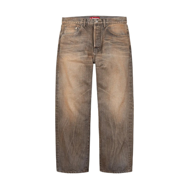 Supreme Distressed Loose Fit Selvedge Jeans Grey