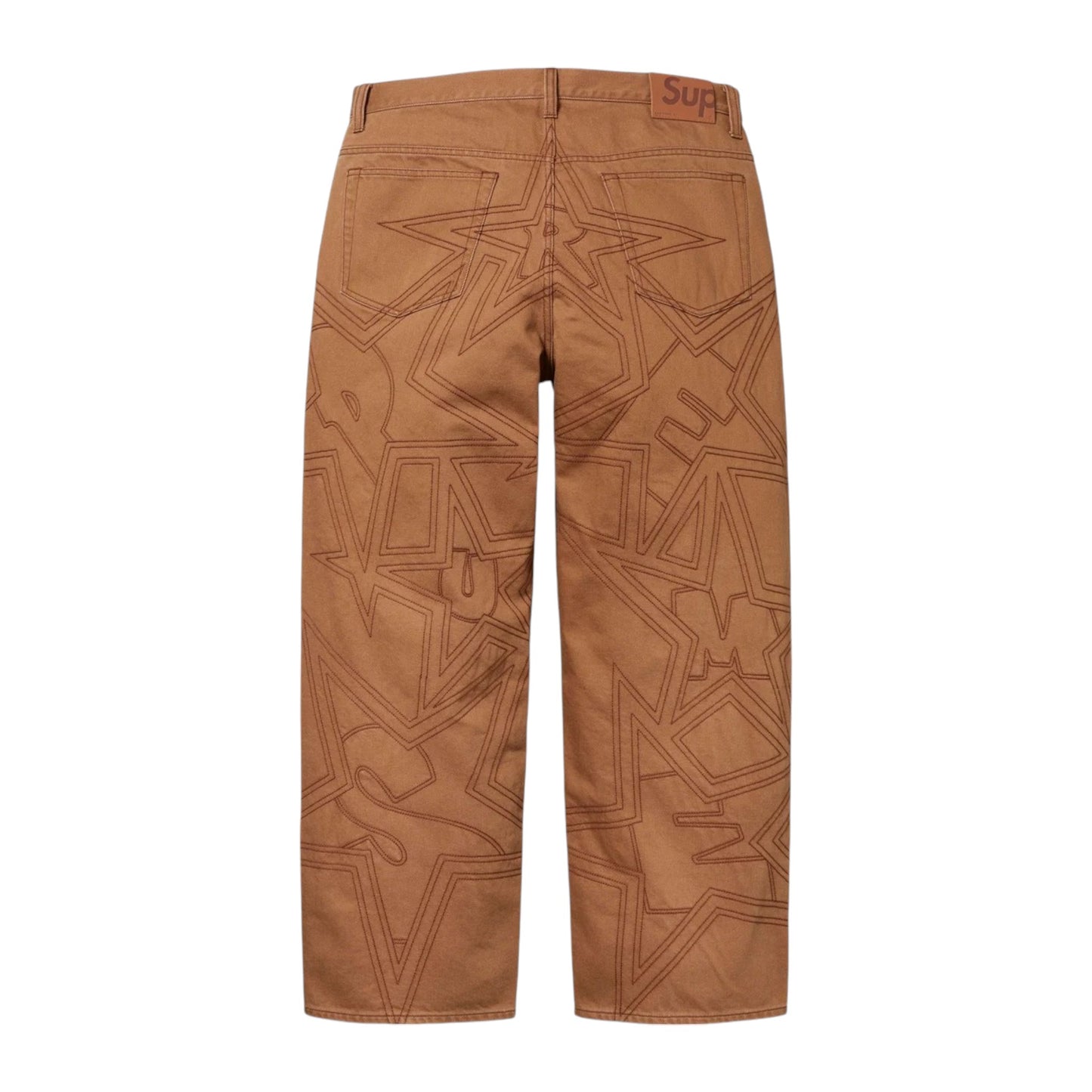 Supreme Stars Topstitch Baggy Jeans Brown