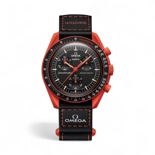 Swatch x Omega Moonwatch on Earth Lava