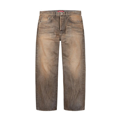Supreme Distressed Loose Fit Selvedge Jeans Grey